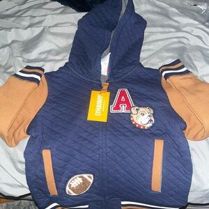 Gymboree Navy Full Zip Hoodie with Bulldog and Football Design